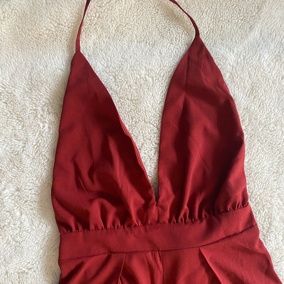 Rust red backless jumpsuit, size M - Picture 3 of 6